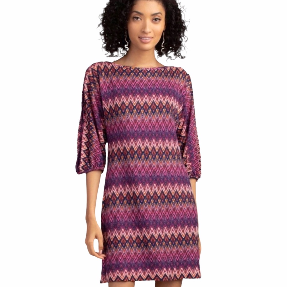 TRINA TURK Nature Split Sleeve Shift Knit Dress - Size S